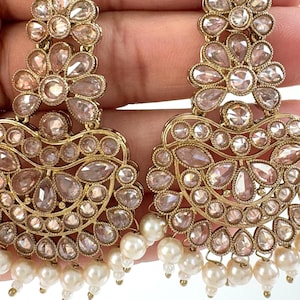 Antique Polki Earrings /Indian Earrings/pearl Earring/Pakistani Earrings/Statement Earrings/chandelier/bridal earrings/Indian wedding