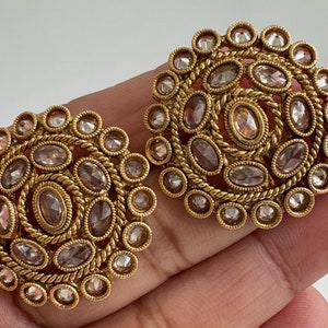 Gold Polki Stud Earrings/ Gold Stud Earrings/Indian Studs/Indian Jewelry/Kundan Studs/Sabyasachi studs/Bridal Jewelry/Indian wedding
