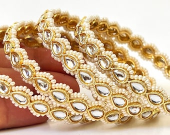 Bollywood Style Kundan Pearl Bangles Set(4 Pc)/Indian bangles/Punjabi Pearl bangles Set/Bridal bangles/wedding jewelry