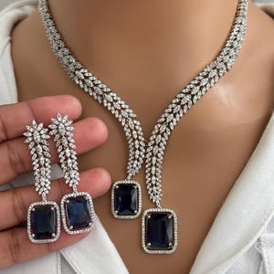 Colar de diamantes CZ de prata verde esmeralda, colar de diamantes americanos, joias indianas paquistanesas para casamento, presente para ela, joias de noiva