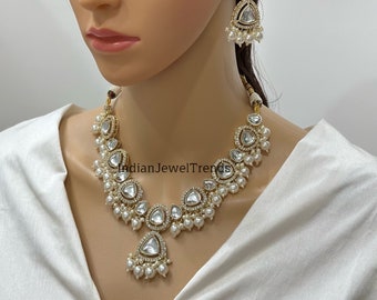 Pearl Kundan victorian necklace/Indian necklace/indian jewelry/Wedding necklace/Bridal necklace/Punjabi/Pakistani jewelry/Indian wedding