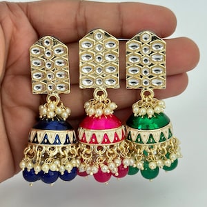 Bollywood Kundan Pearl Jhumka/Jhumka Earrings/Big jhumka/kundan Earrings/Indian earrings/Punjabi/Pakistani Jewelry/Bridal/Indian Wedding