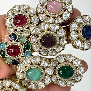 Fine Victorian Moissanite Polki Ring/Adjustable Ring/Indian Ring/Pakistani/Punjabi/Indian Jewelry/Bollywood/Statement ring, Cocktail Ring