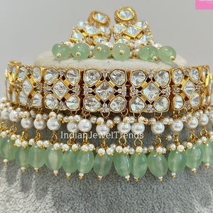 Mint Bridal Tyaani inspired premium Kundan choker, Bridal Kundan necklace, statement necklace, Indian wedding, Bridal Jewelry, Pakistani