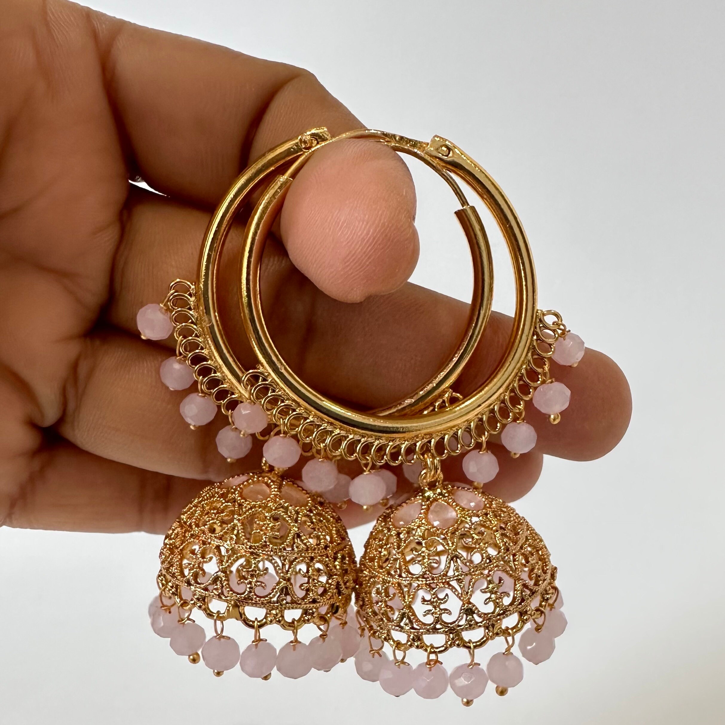 Gold Plated Punjabi Jadau Jhumka Earrings in Silver ER 387