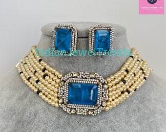 Doublet Victorian Pearl Statement Diamond Choker, Sabyasachi Inspired Choker, collana di design, gioielli pakistani indiani per il matrimonio