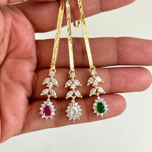 Sierlijk goud CZ Amerikaanse diamant Maang tikka/Indiase sieraden/ Indiase bruiloft/ Pakistaanse sieraden/ Jhoomer/ Matha patti/ Indiase voorhoofdsieraden