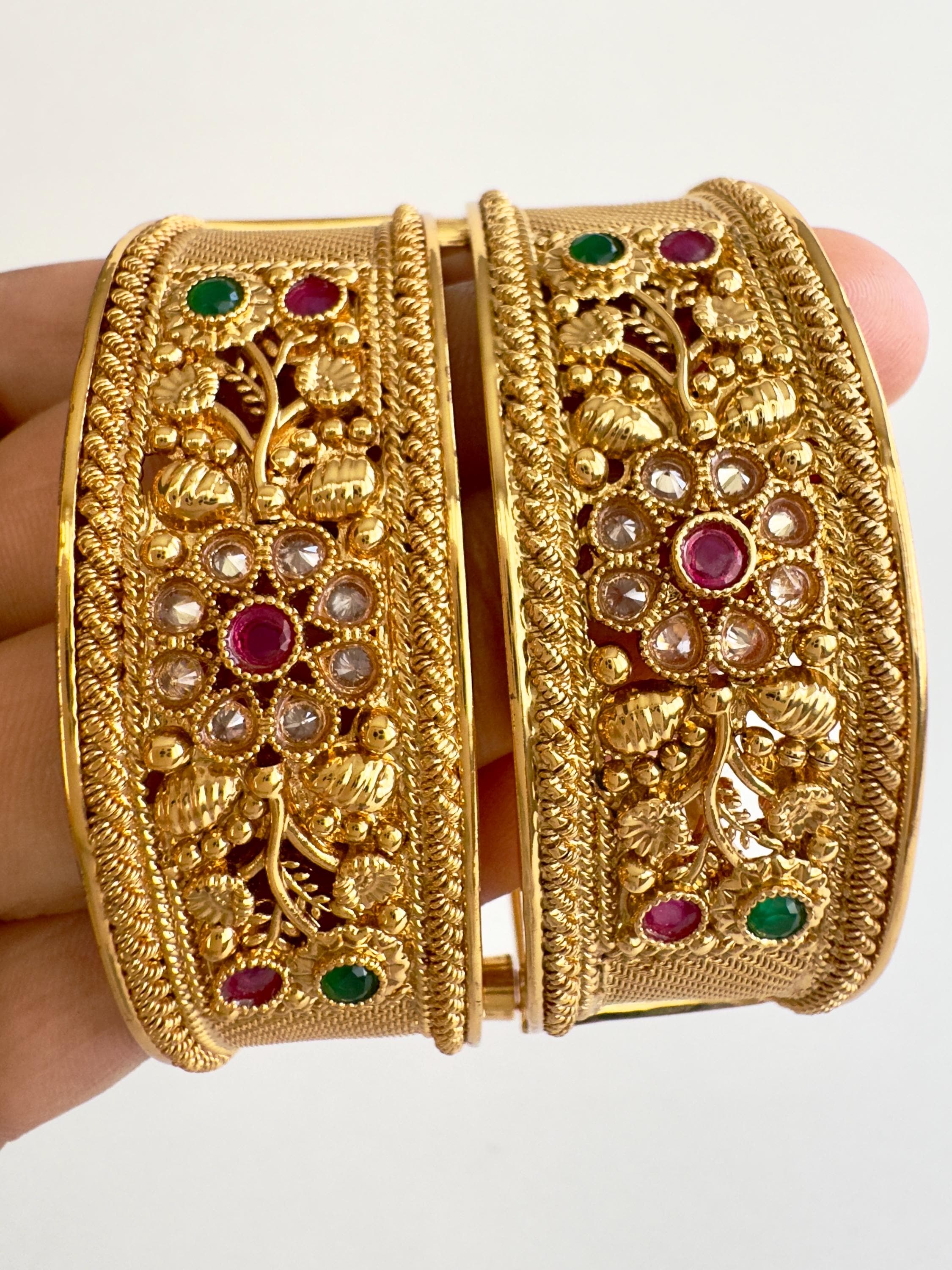 Gold Kada Bangles 2pc/indian Bangles/antique Bangles/temple