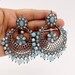 Bollywood Oxidized Finish Kundan Chaandbali Earrings/Indian Earrings/pearl Earring/Pakistani Earrings/Statement Earrings/Long chandelier 