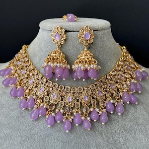 Silver Tone Heavy Bridal Cubic Zirconium Necklace Set Wuth
