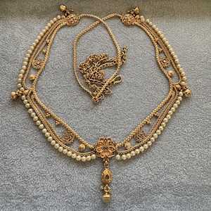 Delicate gold plated polki Belly Chain/Belly chain/Belt/Indian waist belt/Kamarpatta/waist chain/jewelry belt/Kamarbandh/Pearl Belt/Polki