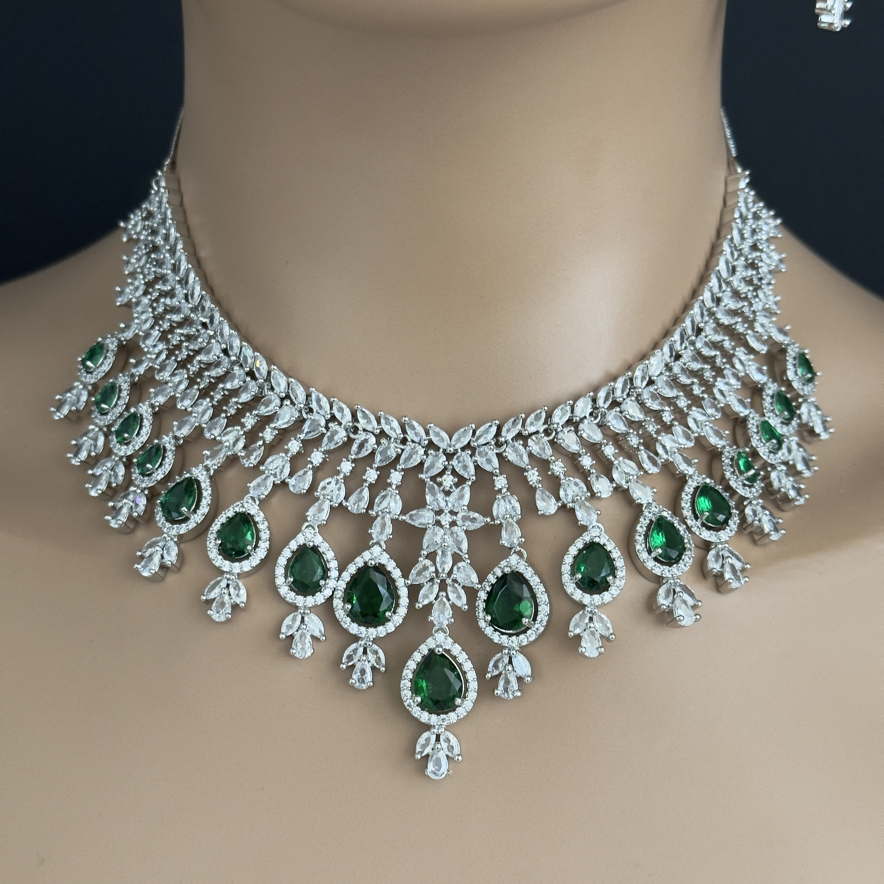 Emerald Cz Diamond Necklace american Diamond cz Stones Necklace Set elegant unique Jewelry indian pakistani bollywood indian Wedding bridal Etsy Canada