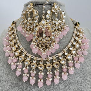 Pink Kundan Necklace Set/ Kundan Choker/ Bollywood Jewelry/ Indian jewelry/ Pakistani necklace/ punjabi necklace/bridal/indian wedding
