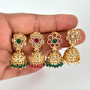 Small Light weight gold plated Indian Jhumki/Jhumka/Indian Earrings/kundan Earring/Indian Jewelry/Pakistani Jewelry/Bollywood Earring