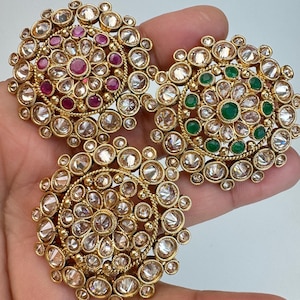 Large Gold plated Polki Ring/Adjustable Ring/Indian Ring/ Pakistani/ Indian Jewelry/Bollywood Jewelry/Indian Wedding jewelry