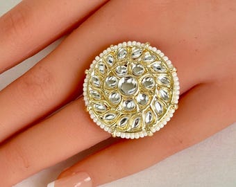 Fine Kundan Ring/ Meenakari Ring/Adjustable Ring/ Indian Ring/ Pakistani Jewelry/ Indian Jewelry/ Bollywood Jewelry/ Indian Wedding jewelry