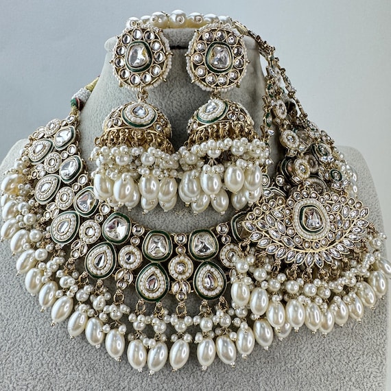 Maang Tikka Bijoux Front argenté & noir Bijoux indiens