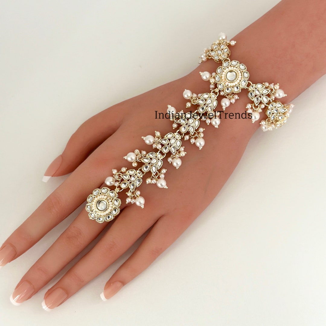 Kundan Single Hath Paan bracelet haath Phool hathh Panja finger Hand Kundan Single Hath Paan bracelet haath Phool hathh Panja finger Hand