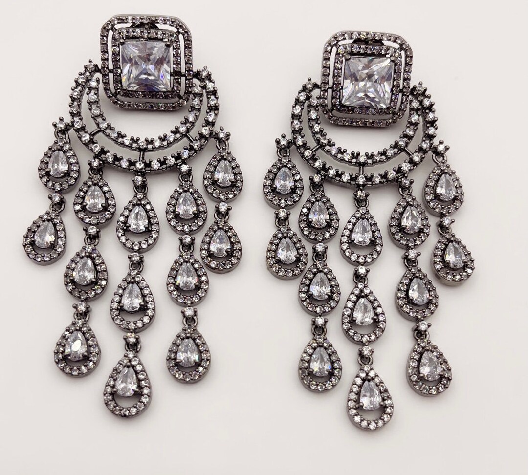 Black Diamond Chaandbalis/indian Jewelry/pakistani Jewelry/chaandbali ...