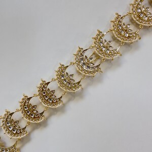 Gold Plated Traditional Handcrafted White Kundan and Pearl Studded Paranda/Hair Braid Pin Choti For Bridal Perfect for Wedding