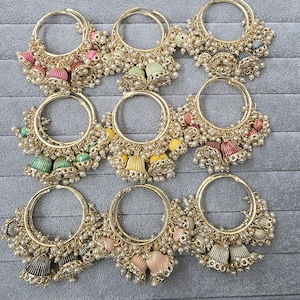 Vergoldete Meenakari Hoop Ohrringe/Bali Jhumkas/Traditionelle Ohrringe/Trendige Ohrringe/Statement Ohrringe/Brautschmuck/Pakistani/Punjabi