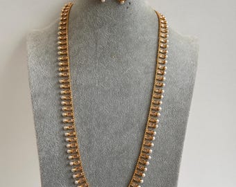 Long gold plated Polki Pearl mala Necklace/Indian Long Necklace/Pakistani Jewelry/Haram Necklace/Indian/Punjabi /Indian Wedding/Rani Haar