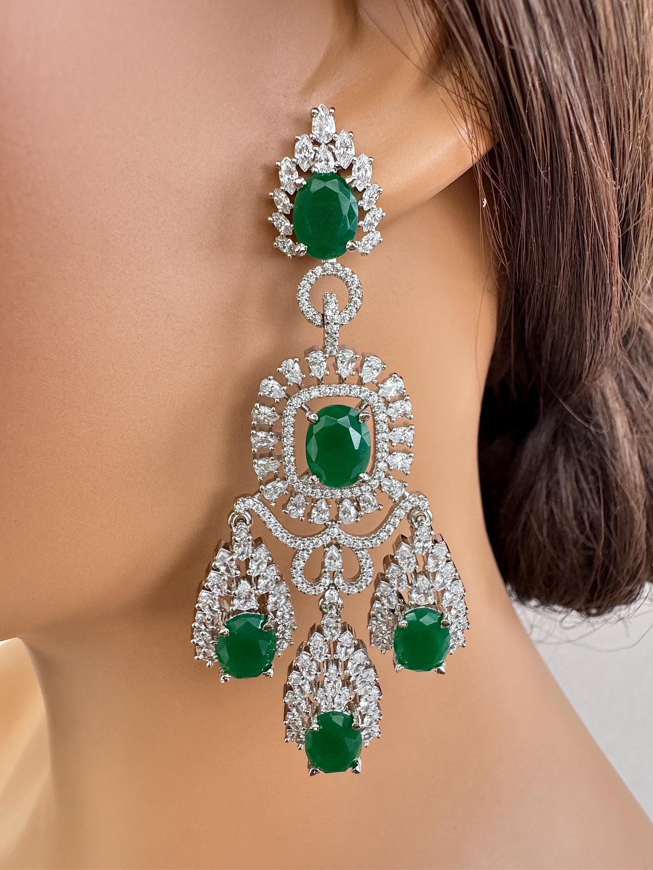 American Diamond Earrings/indian Jewelry/pakistani Jewelry