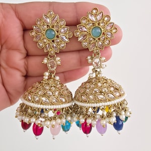 MultiAntique Polki kundan Jhumka/stone Jhumka/Indian Jewelry/Pakistani /Punjabi Jewelry/Statement earring/Bridal earring/wedding collection