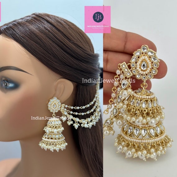 Multi-strand Meenakari Pearl jhumka set | Bollywood Jhumka Earrings | –  Indian Designs