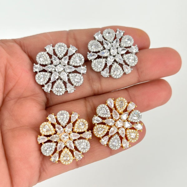 CZ American Diamond Stud earrings/Indian Jewelry/Pakistani Jewelry/Bollywood Jewelry/CZ earrings/AD earrings/Statement earrings/Gift for her
