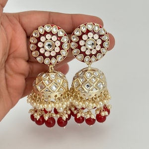 Bollywood Kundan Pearl Jhumka/Jhumka Earrings/Big jhumka/kundan Earrings/Indian earrings/Punjabi/Pakistani Jewelry/Bridal/Indian Wedding
