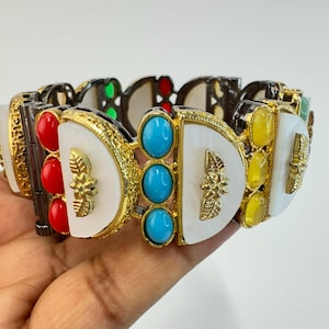Victorian Sabyasachi inspired Mop Stones Single Bracelet Kada Openable Bangle, Statement Kada,Indian Wedding/Pakistani, Fit to 2.4 and 2.6