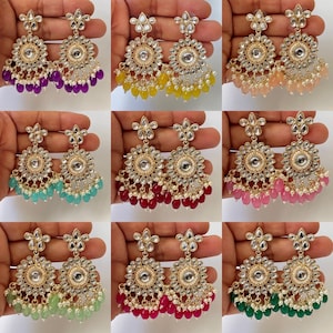 Restocked Lightweight Bollywood Kundan Chaandbali Earrings/Indian Earrings/pearl Earring/Pakistani Earrings/Indian wedding