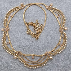 Bridal gold plated polki Belly Chain/Belly chain/Belt/Indian waist belt/Kamarpatta/waist chain/jewelry belt/Kamarbandh/Pearl Belt/Polki
