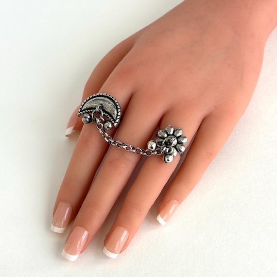 Oxidized Silver Adjustable Finger Ring party Wear Rings bollywood Jewelry german Silver Rings indian Jewelry boho Jewelry Etsy