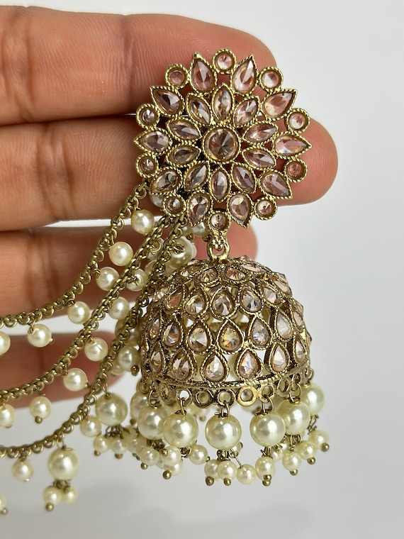 Gold Plated Handcrafted Kundan Peacock Jhumka Earrings – Silvermerc Designs