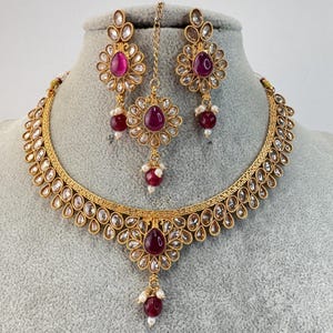 Ruby Gold Polki Necklace South Indian Jewelry Temple Jewelry Guttapusalu Necklace Wedding necklace