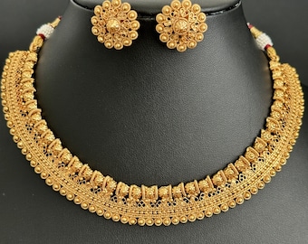 Antique Gold Necklace/South Indian Jewelry/Temple Jewelry/Guttapusalu Necklace/Wedding necklace/Bridal necklace/Indian necklace