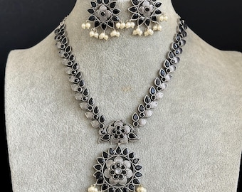 Oxidized Necklace/Oxidized Indian Jewelry/Mid Length Necklace Jewelry/Afghan necklace/Afghani jewelry/gypsy necklace