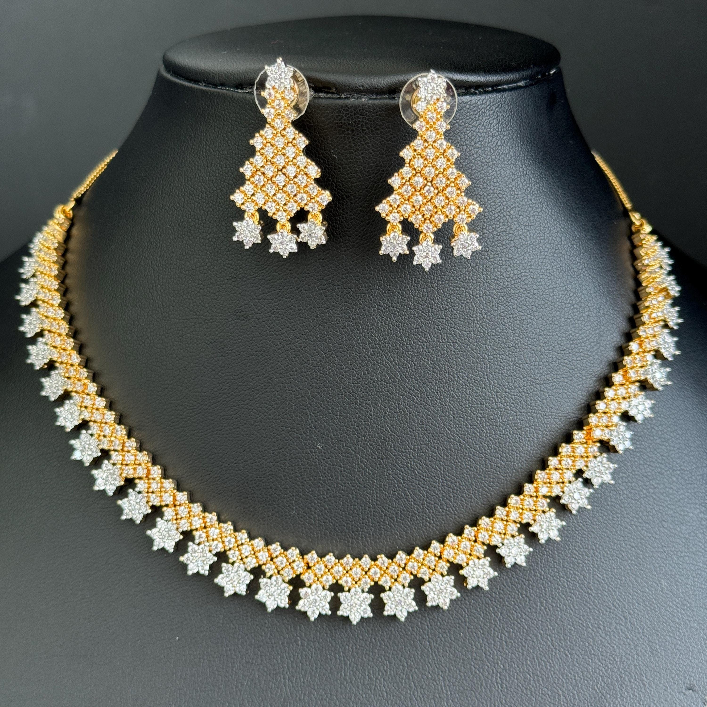 Cz stone necklace set deals