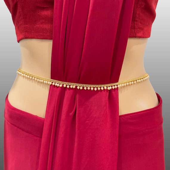 Delicate gold plated pearl Belly Chain/Belly chain/Belt/Indian waist  belt/Kamarpatta/waist chain/jewelry belt/Kamarbandh/Pearl Belt