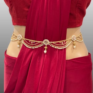 Delicate gold plated polki Belly Chain/Belly chain/Belt/Indian waist belt/Kamarpatta/waist chain/jewelry belt/Kamarbandh/Pearl Belt/Polki