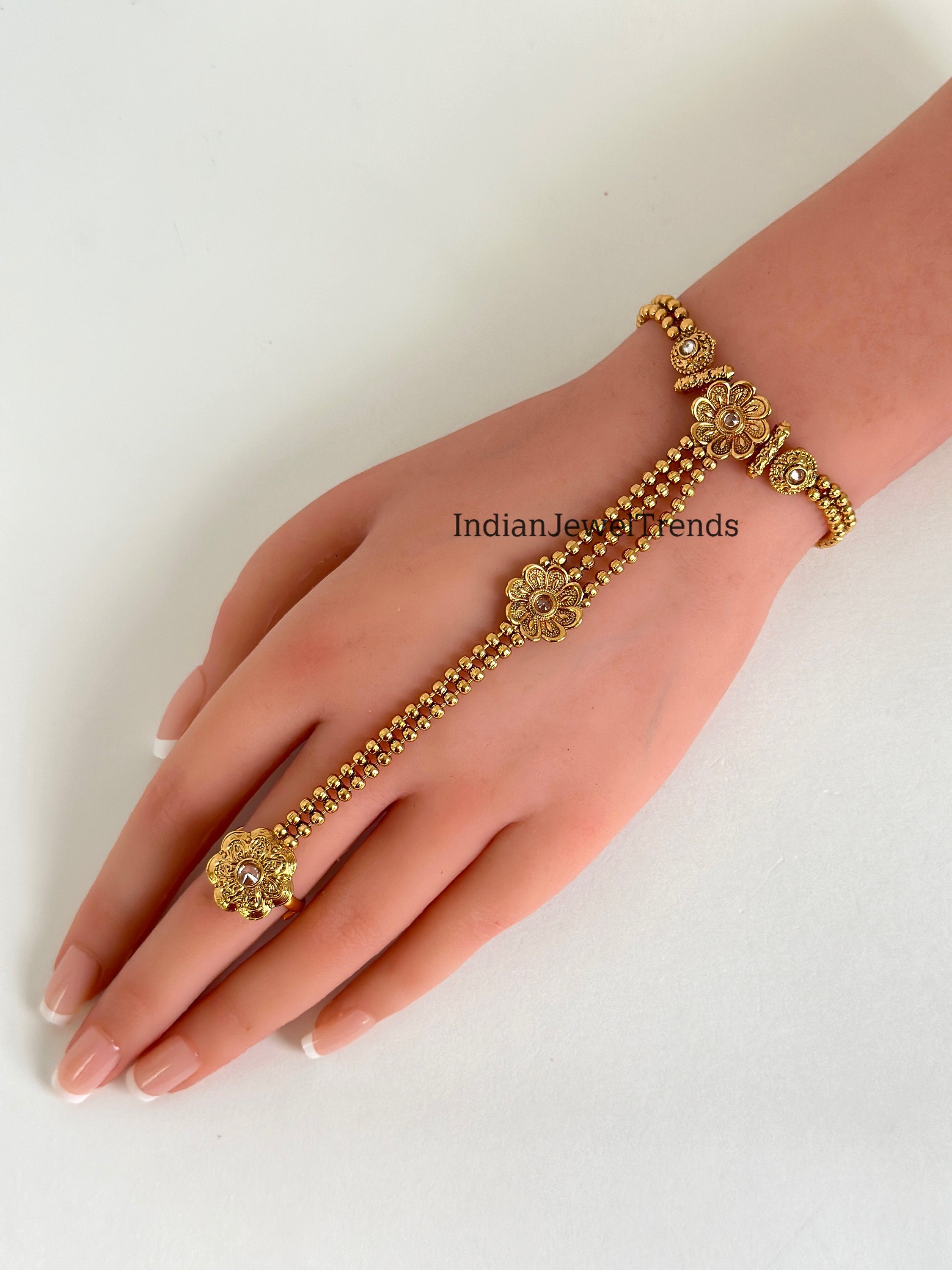 Buy Gold Diamond Slave Bracelet Ring Finger Bracelet Hand Chain Bracelet  Handlet Coachella Delicate Bracelet Chain Ring Bracelet Festival Online in  India - Etsy