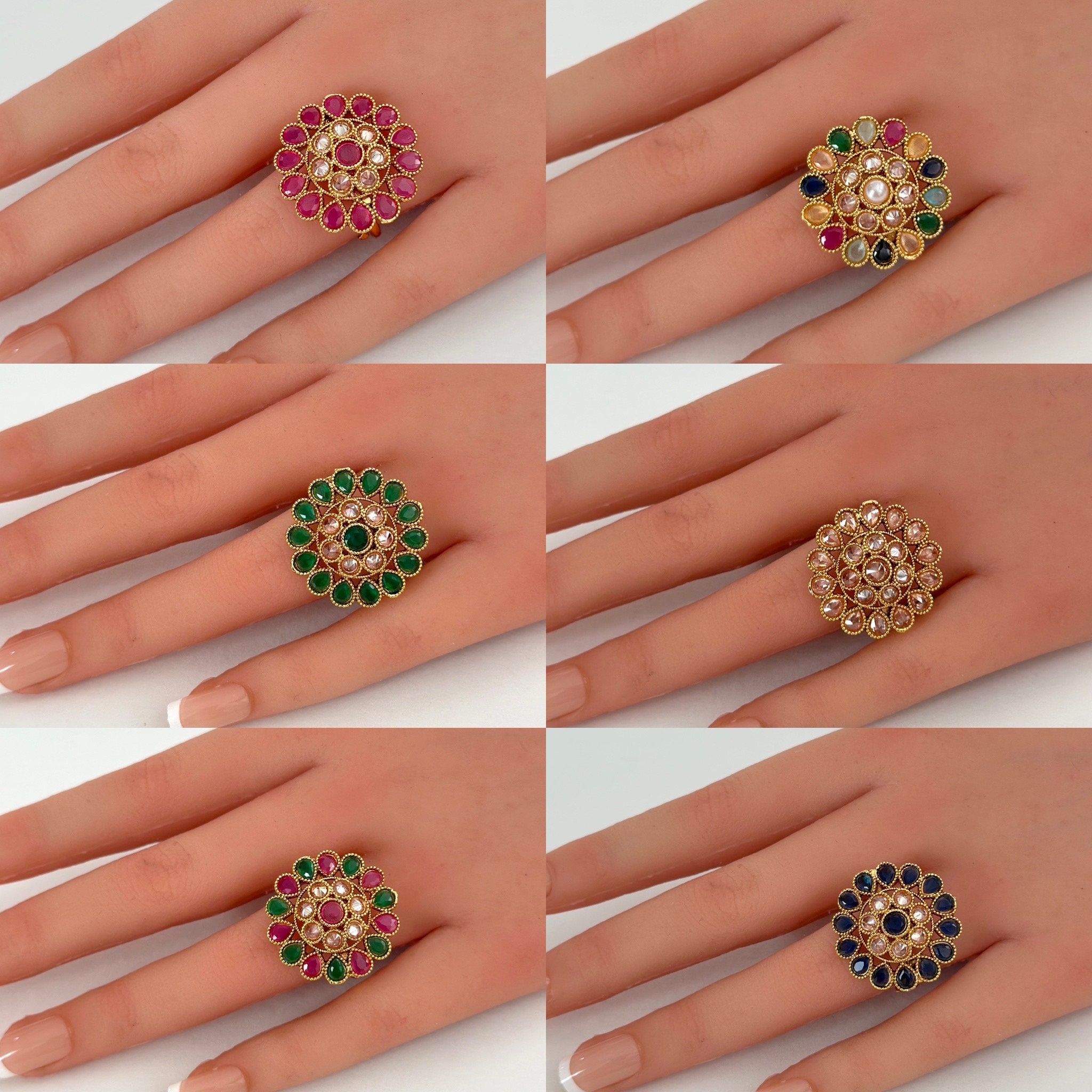 Gold Finish Polki Ring/adjustable Ring/indian Ring/ Pakistani Jewelry/  Indian Jewelry/bollywood Jewelry/indian Wedding Jewelry - Etsy Israel