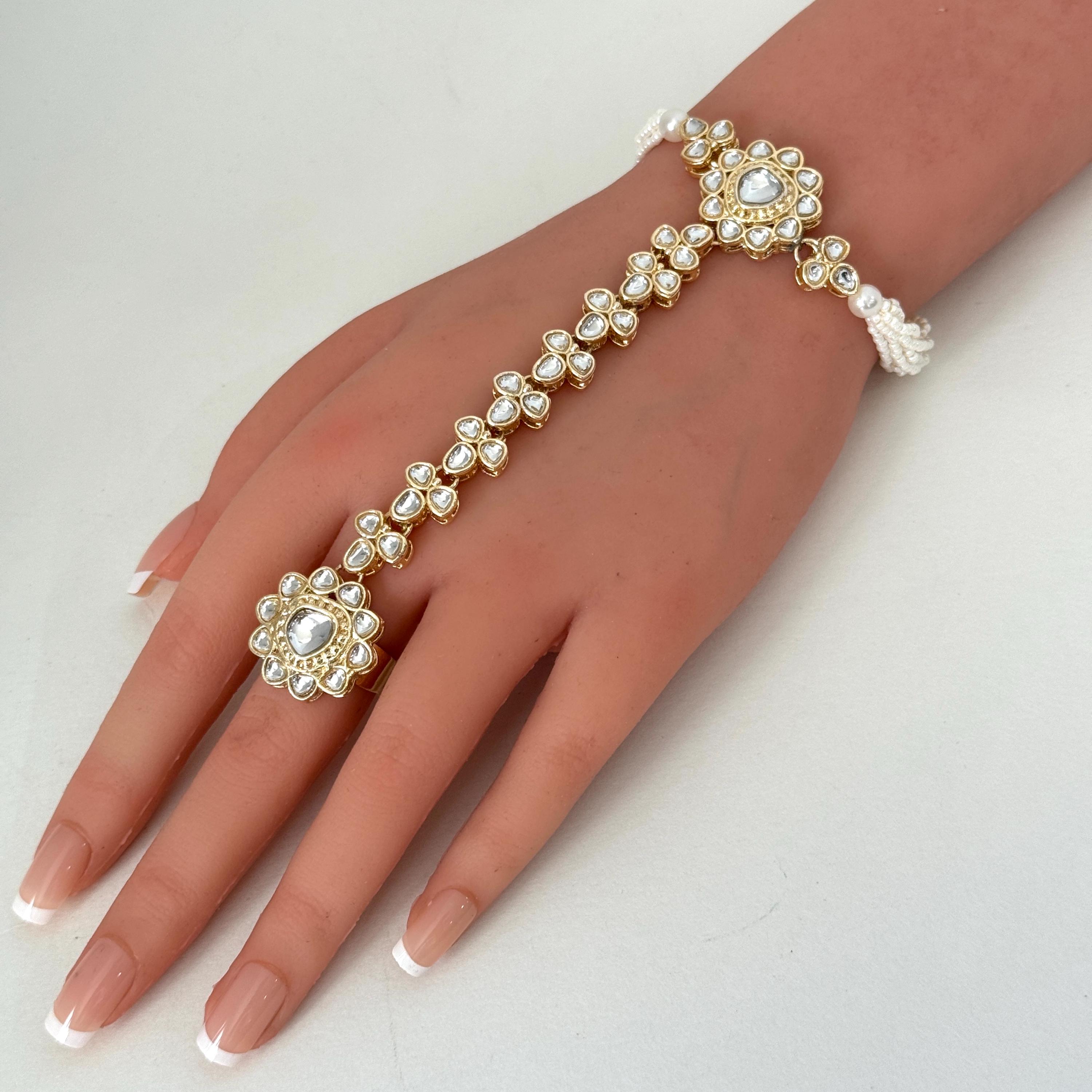 Kundan Single Hath Paan/bracelet/haath Phool/hathh Panja/finger