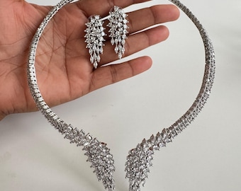 Collier ras du cou en diamant CZ, bijoux de mariage indo-pakistanais