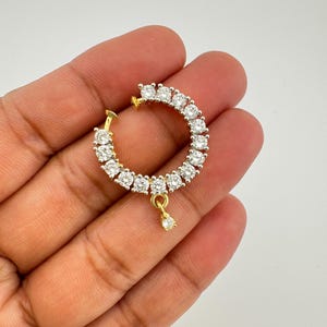 CZ Diamond Press on Nose Ring | Nath | Indian Nose Ring/ Bollywood Jewelry/ Indian Wedding Jewelry/ Indian Bridal Jewelry/Nathini