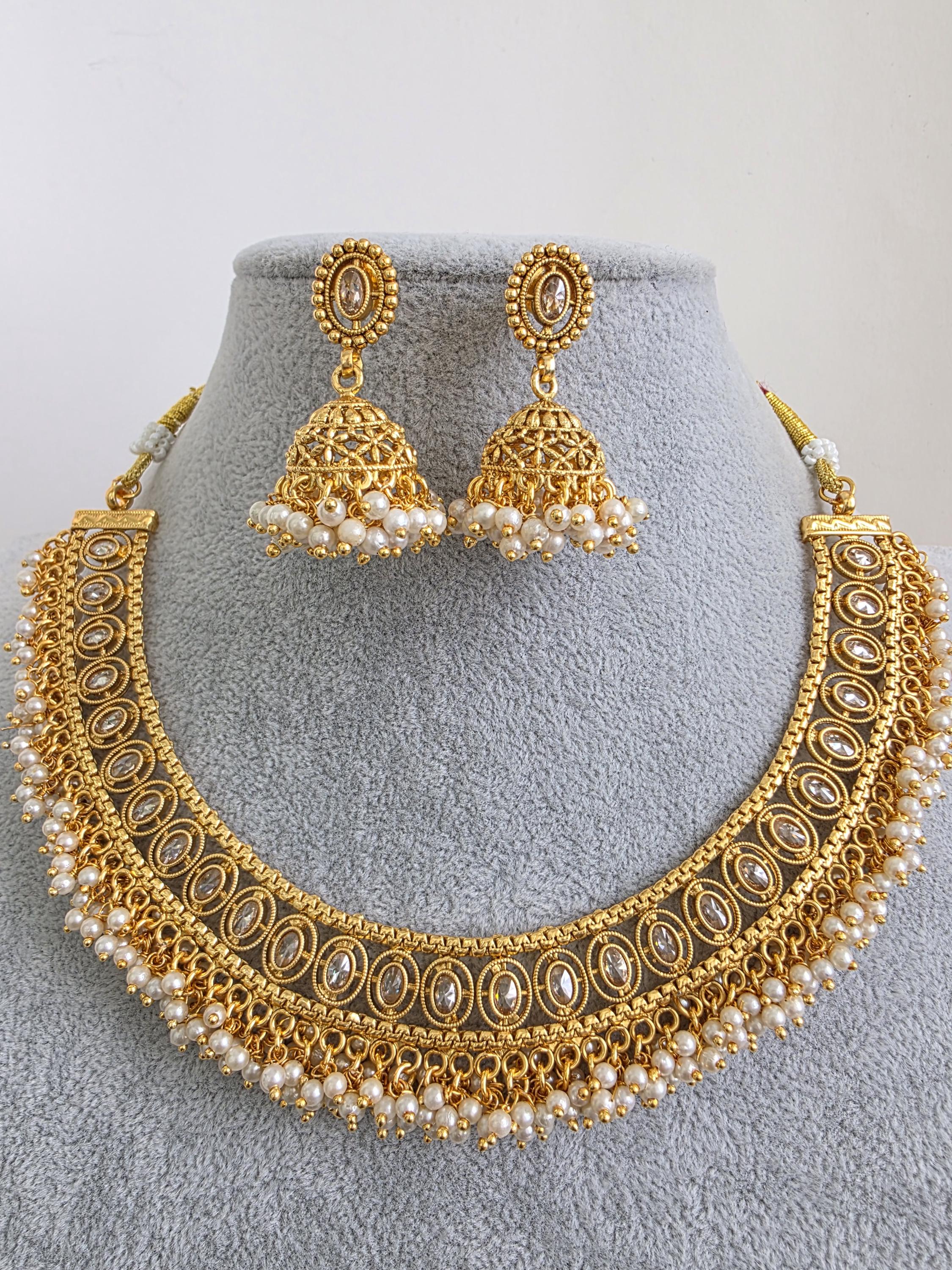 Gold Polki Kundan Necklace/indian Jewelry/punjabi/pakistani