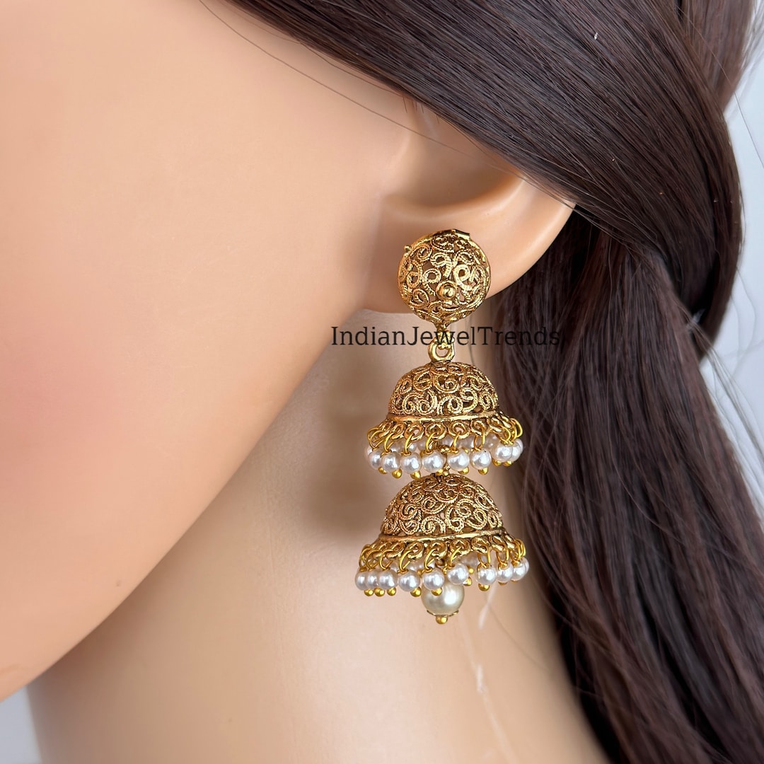 Buy Crystal Studded Jhumka Earrings Online 82054