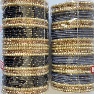 Bollywood Style Indian Fancy Metal Pearls stone Bangles/Punjabi bangles Set/Bridal bangles/Wedding bangles/Festive bangles/Stone Bangles